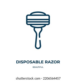 Disposable Razor Icon. Linear Vector Illustration From Beautiful Collection. Outline Disposable Razor Icon Vector. Thin Line Symbol For Use On Web And Mobile Apps, Logo, Print Media.