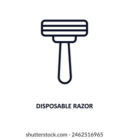 disposable razor icon. Thin line disposable razor icon from beauty and elegance collection. Outline vector isolated on white background. Editable disposable razor symbol can be used web and mobile