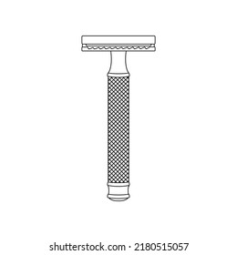 Disposable Razor Outline Icon Illustration on White Background