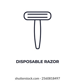 disposable razor outline icon. Linear vector from beauty concept. Thin line disposable razor icon isolated on white background