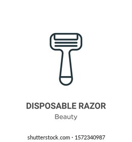 Disposable razor outline vector icon. Thin line black disposable razor icon, flat vector simple element illustration from editable beauty concept isolated on white background