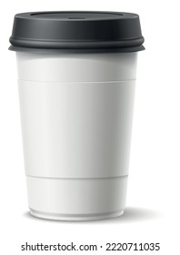Disposable realistic coffee cup. Blank brand mockup