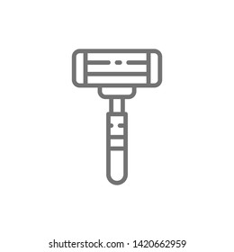 Disposable shaving razor line icon.