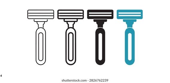 Disposable shaving razor vector icon set in outline and solid styles clean, grouped ,vector icon illustration.