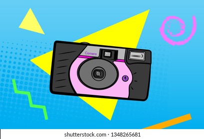 Disposable Single-Use Camera Retro Vector Illustration