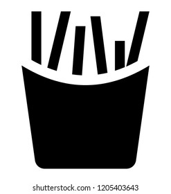 
Disposable small box having fried potato inside depicting french fries 

