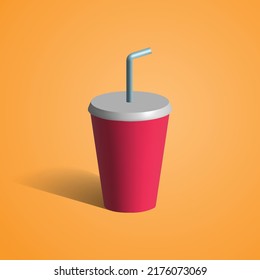 disposable soda cup 3d icon. soda cup with a straw 3d icon. 