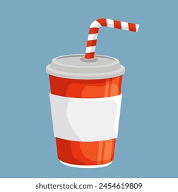 Disposable soda cup for beverages with straw
