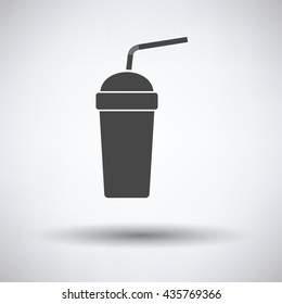 Disposable soda cup and flexible stick icon. Vector illustration.