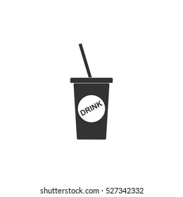 Disposable soda cup icon flat. Illustration isolated vector sign symbol