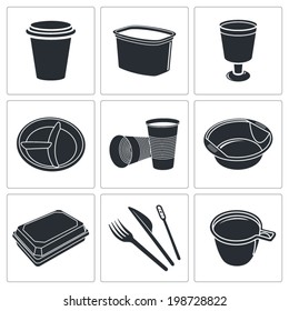 Disposable tableware Icons