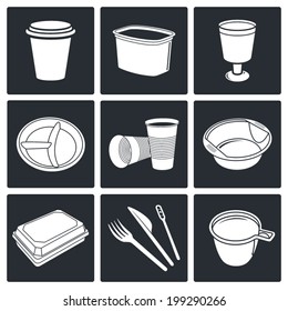 Disposable tableware Icons