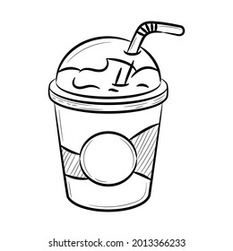 Disposable Takeaway Cup Drink vector illustration, with hand drawn sketching design