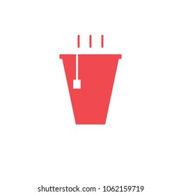 Disposable tea cup icon on white background.