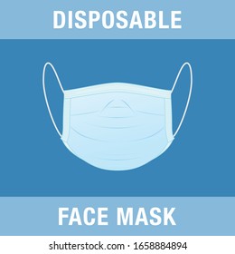 Disposable, Temporary, Medical Protection Mask, Respiratory Mask, Safety Face Mask, Hospital Breathing Mask, Virus, Icon Vector Illustration Background