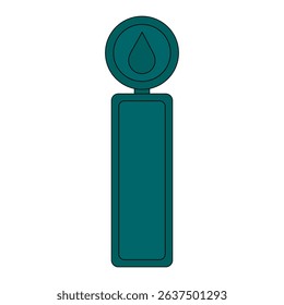 Disposable turquoise lancet with a protective cap featuring a blood drop symbol. Used for finger pricking to obtain blood for glucose testing. Concept of diabetes mellitus, chronic illness, healthcare