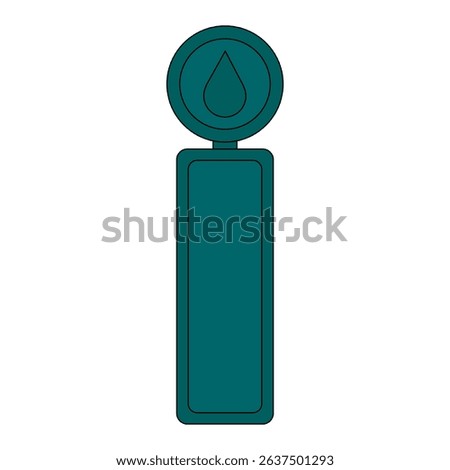 Disposable turquoise lancet with a protective cap featuring a blood drop symbol. Used for finger pricking to obtain blood for glucose testing. Concept of diabetes mellitus, chronic illness, healthcare