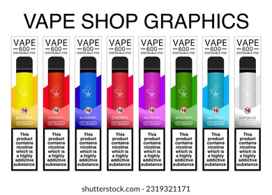 Vapor desechable Vapor Vapes en varios colores Vapos de un solo uso en diseños coloridos con un efecto 3d realista