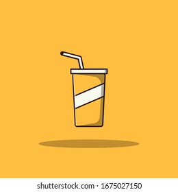 Taza De Soda Vector Desechable Para Bebidas Con Paja 
Color editable y vector 100%