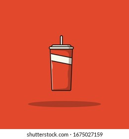 Taza De Soda Vector Desechable Para Bebidas Con Paja 
Color editable y vector 100%