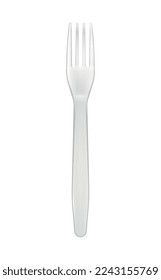 Ilustración vectorial realista de la parte superior de la horquilla de plástico blanco desechable