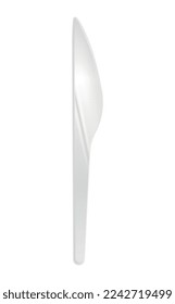 Ilustración vectorial realista de un cuchillo de plástico blanco desechable