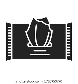 Disposable wipes black glyph icon. Paper product. Pictogram for web page, mobile app, promo.