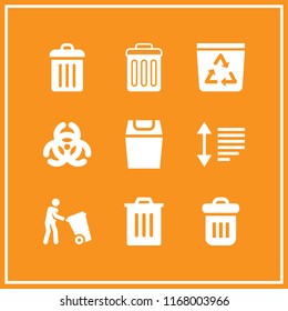 disposal icon. 9 disposal vector set. garbage can, garbage, recycle bin and trash icons for web and design about disposal theme