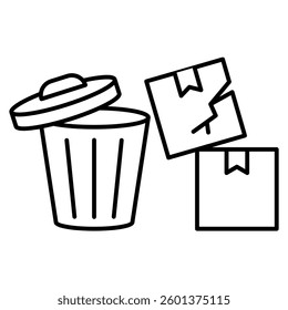 Disposal icon visualized simply Line style.