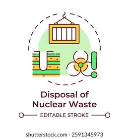 Disposal of nuclear waste multi color concept icon. Permanent isolation of radioactive materials from environment. Round shape line illustration. Abstract idea. Graphic design. Easy to use in article