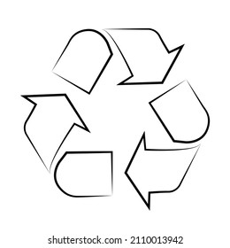 Disposal, recycle icon. Vector black and white simple linear sign for web, packaging design