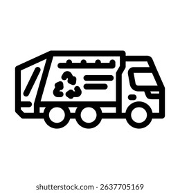 disposal truck e waste pollution line icon vector. disposal truck e waste pollution sign. isolated contour symbol black illustration