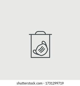 Disposal of used face mask vector icon illustration sign