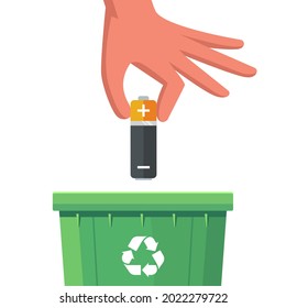 dispose of the battery in a special container. flat vector illustration.