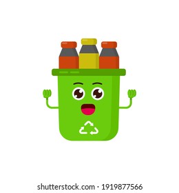 Dispose of Plastic Trash in Special Trash Can Icon, Logo, and illustration Vector