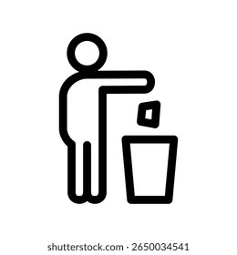 Descartar o lixo Icon Line Design Style Ecology e Environmental Vetor Illustration