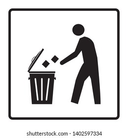 Dispose trash icon. Rubbish bin sign. Dustbin symbol.