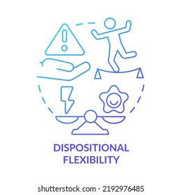 Dispositional flexibility blue gradient concept icon. Optimism and realism. Leader flexibility type abstract idea thin line illustration. Isolated outline drawing. Myriad Pro-Bold fonts used