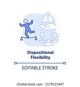 Dispositional flexibility light blue concept icon. Leader flexibility type abstract idea thin line illustration. Isolated outline drawing. Editable stroke. Arial, Myriad Pro-Bold fonts used