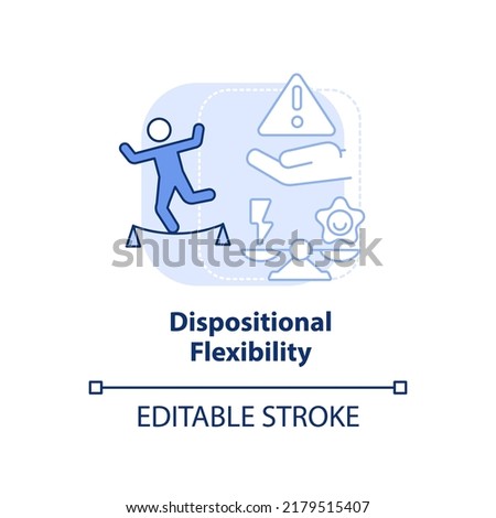 Dispositional flexibility light blue concept icon. Leader flexibility type abstract idea thin line illustration. Isolated outline drawing. Editable stroke. Arial, Myriad Pro-Bold fonts used