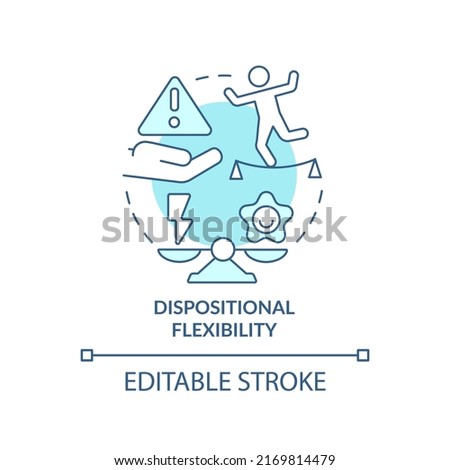 Dispositional flexibility turquoise concept icon. Leader flexibility type abstract idea thin line illustration. Isolated outline drawing. Editable stroke. Arial, Myriad Pro-Bold fonts used