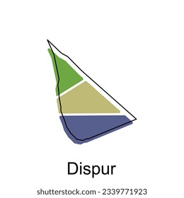 Ilustración vectorial del mapa de la ciudad de Dispur de la India, plantilla vectorial con diseño de esbozo de esbozo gráfico