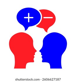 Dispute and Arguments – Two Heads Facing Each Other Representing Debate