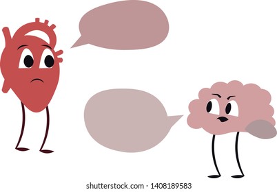 The dispute between the heart and the brain. Comics. Design for medical poster.
