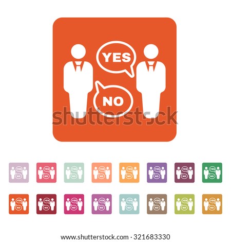 The dispute icon. Dialog and  negotiation, discussion symbol. Flat Vector illustration. Button Set