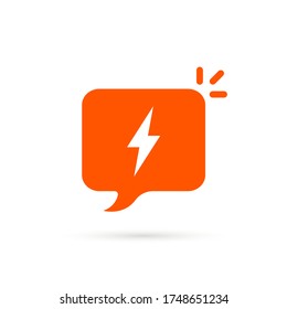 dispute like flash in speech bubble. concept of web insult and offensive or impatient word. flat simple style trend modern aha moment logotype graphic design element isolated on white background