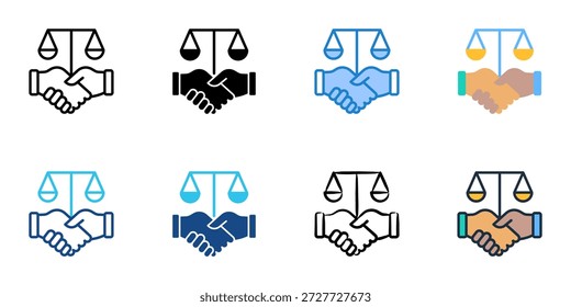 Los iconos de resolución de disputas establecen la colección de varios estilos. Trazo editable 
