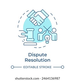 Dispute resolution soft blue concept icon. Conflict management, meeting presentation. Round shape line illustration. Abstract idea. Graphic design. Easy to use in infographic, presentation