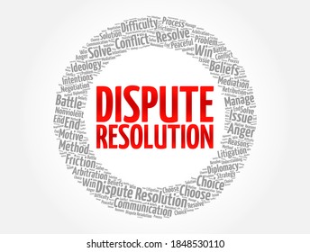 Resolución de disputas collage de palabras en la nube, fondo de concepto