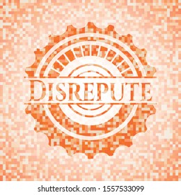 Disrepute abstract orange mosaic emblem with background
